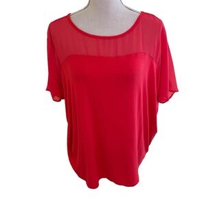 Cielo Red/Orange Drop Shoulder Top S